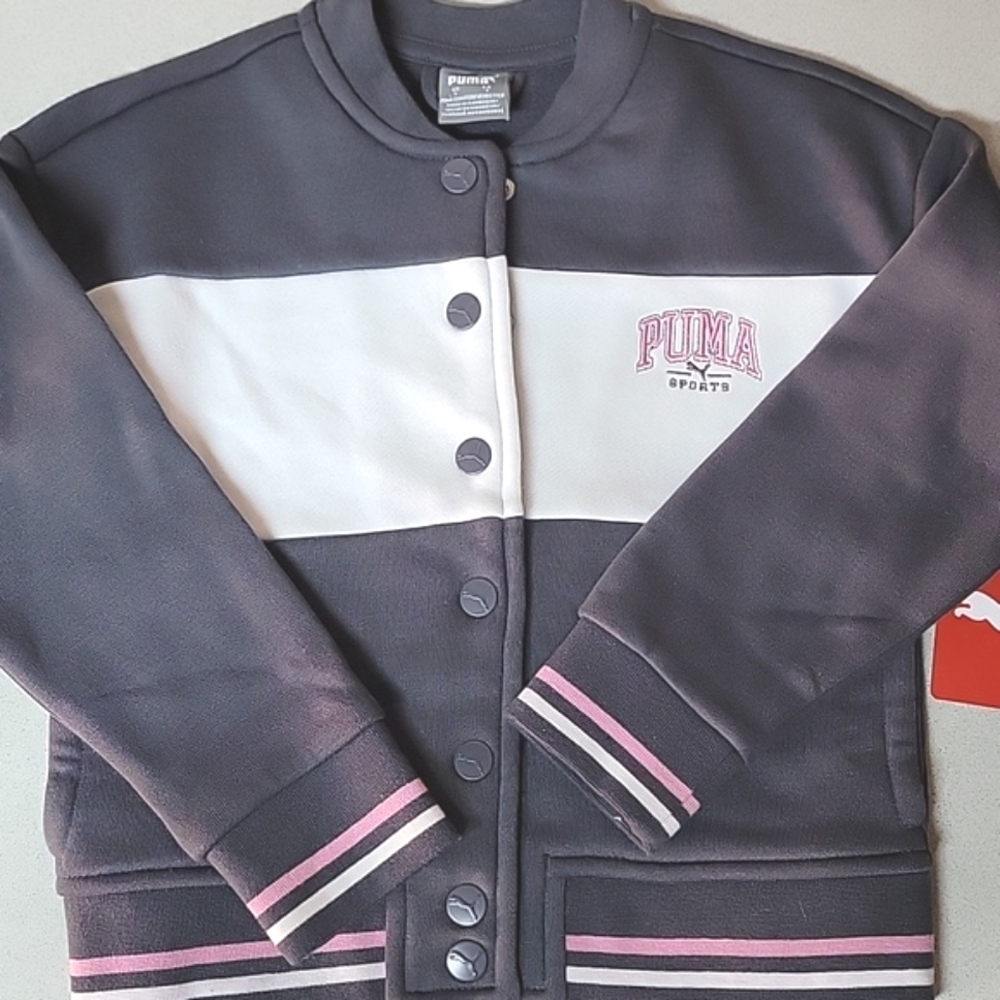 GIRLS Puma Gray White Pink Jacket